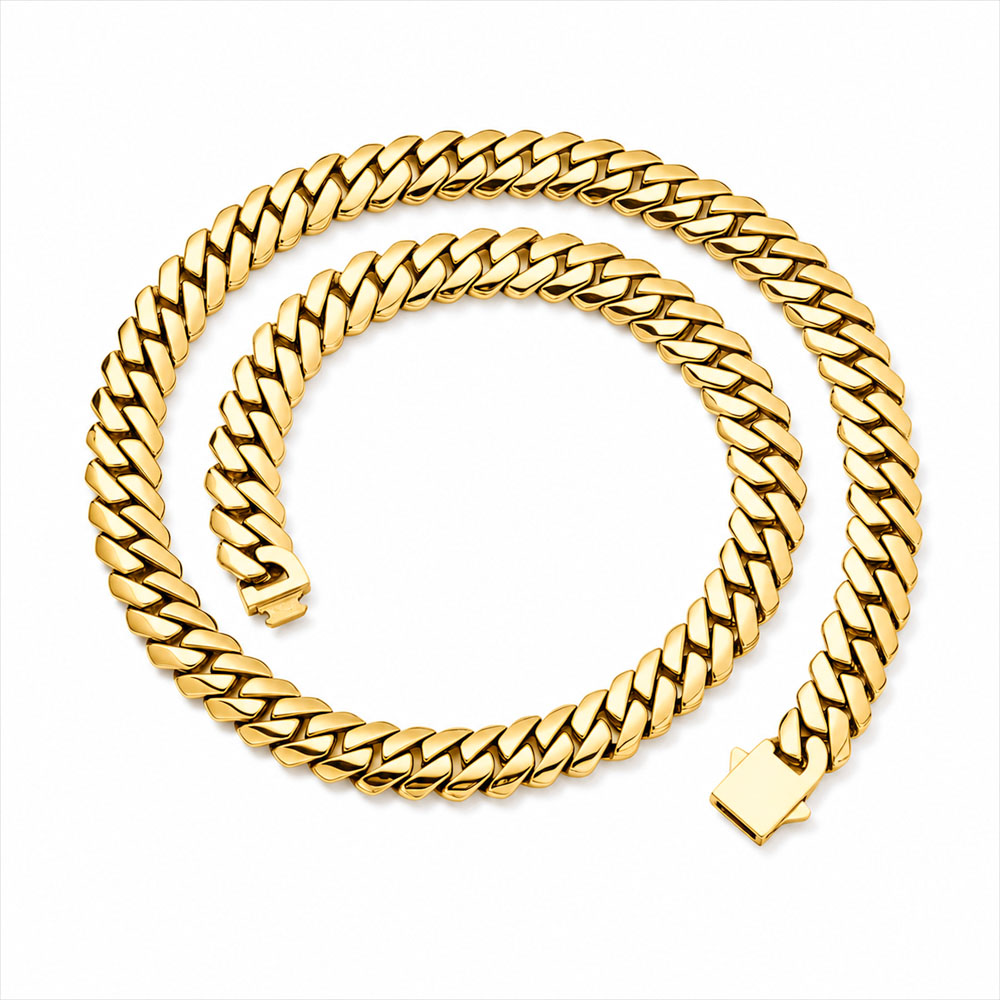 Cuban Link Chain 12Mm - ESKEEM 고광택 스테인리스 스틸 마이애미 큐반