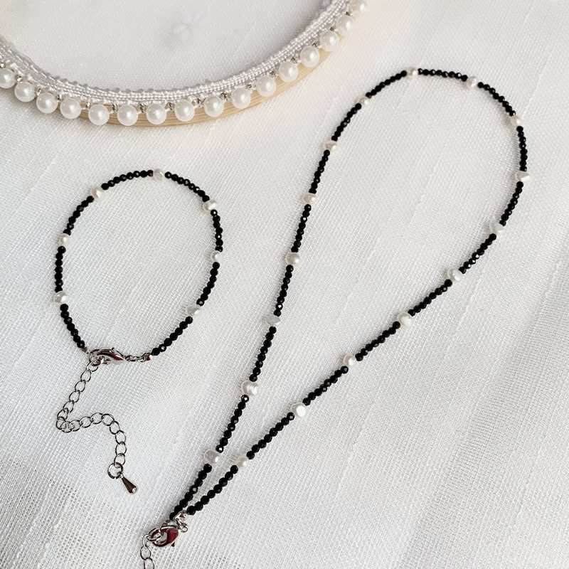 Pearl Choker Necklace Vintage - 패션 치유 보석 2MM 작은 검은