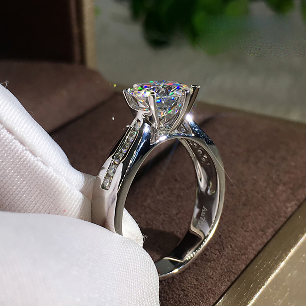 Moissanite Engagement Ring 1 Carat - 맞춤형 순금 14K Au585 화이트 골드