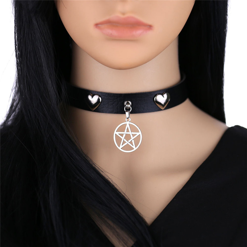 Goth Punk Spike Choker - 펑크 할로윈 Emo 코스프레 블랙 고스