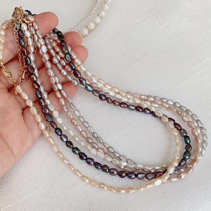 Pearl Choker Necklace Vintage - 여성용 천연 담수 진주 목걸이, 작고