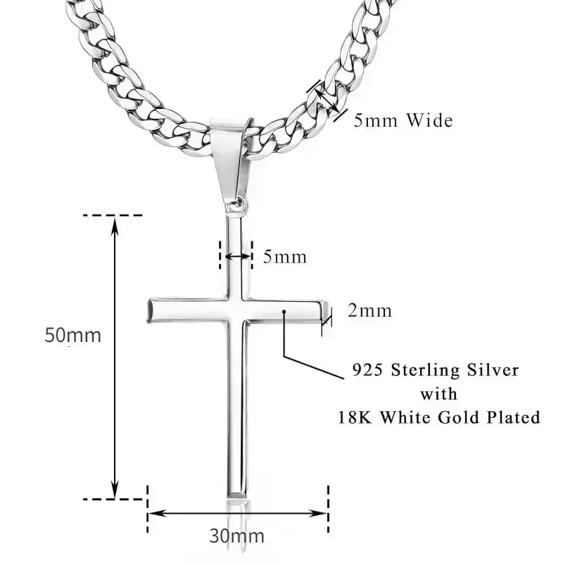남녀공용 925 스털링 실버 십자가 목걸이, 5mm 스 - 925 Sterling Silver Chain Necklace Men 리뷰 및 가격