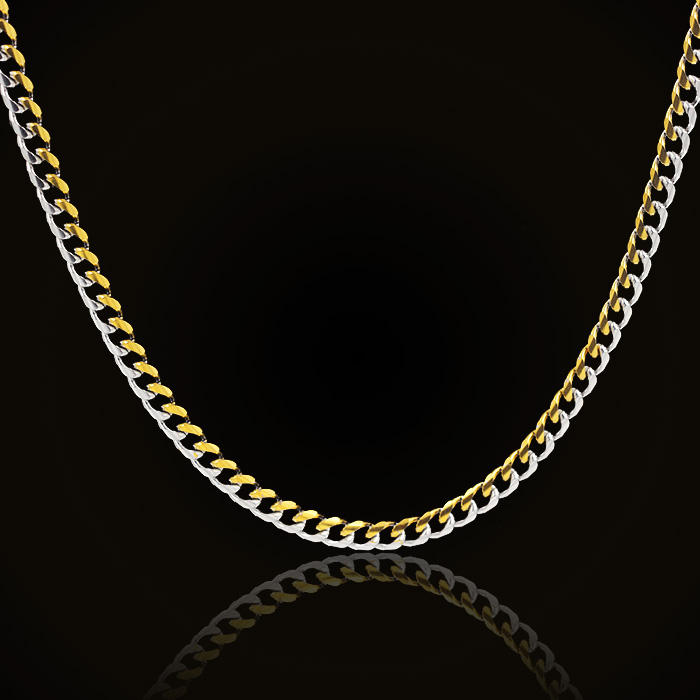 316L 스테인리스 스틸 투톤 커브 체인 목걸이, 저자 - Cuban Link Chain 12Mm 리뷰 및 가격