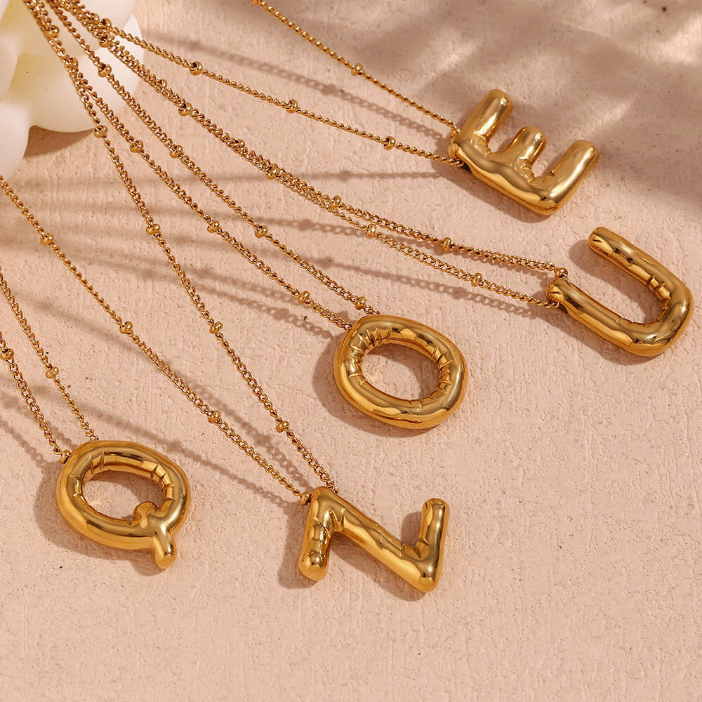 CARLIDANA 버블 스테인리스 스틸 이름 목걸이,  - Initial Letter Necklace 18K Gold 리뷰 및 가격