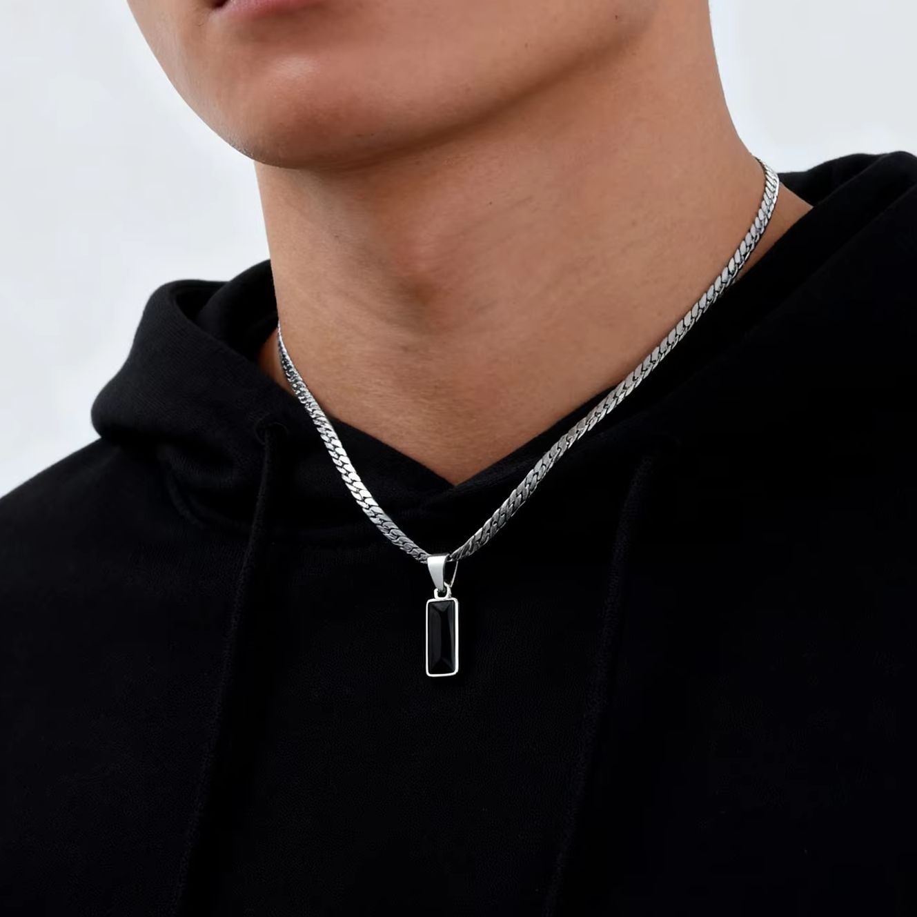 세련된 남성 기하학 스톤 펜던트 목걸이, 스테인레스 스 - Cuban Link Chain 12Mm 리뷰 및 가격